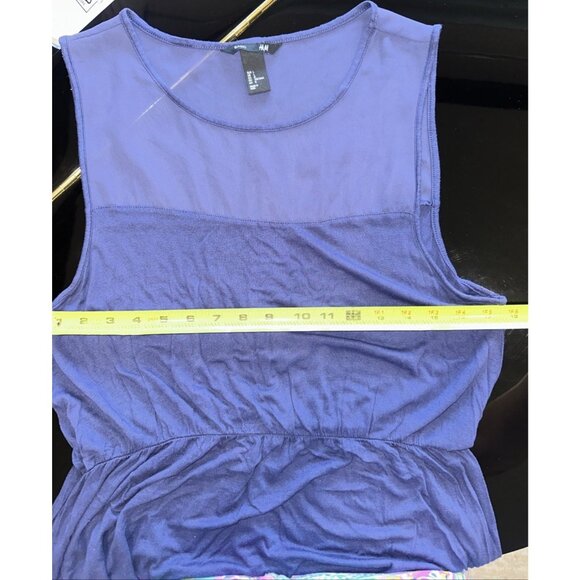 H&M Basic Womens Sleeveless Sheer Panel Blue Dress Size L - Picture 6 of 8